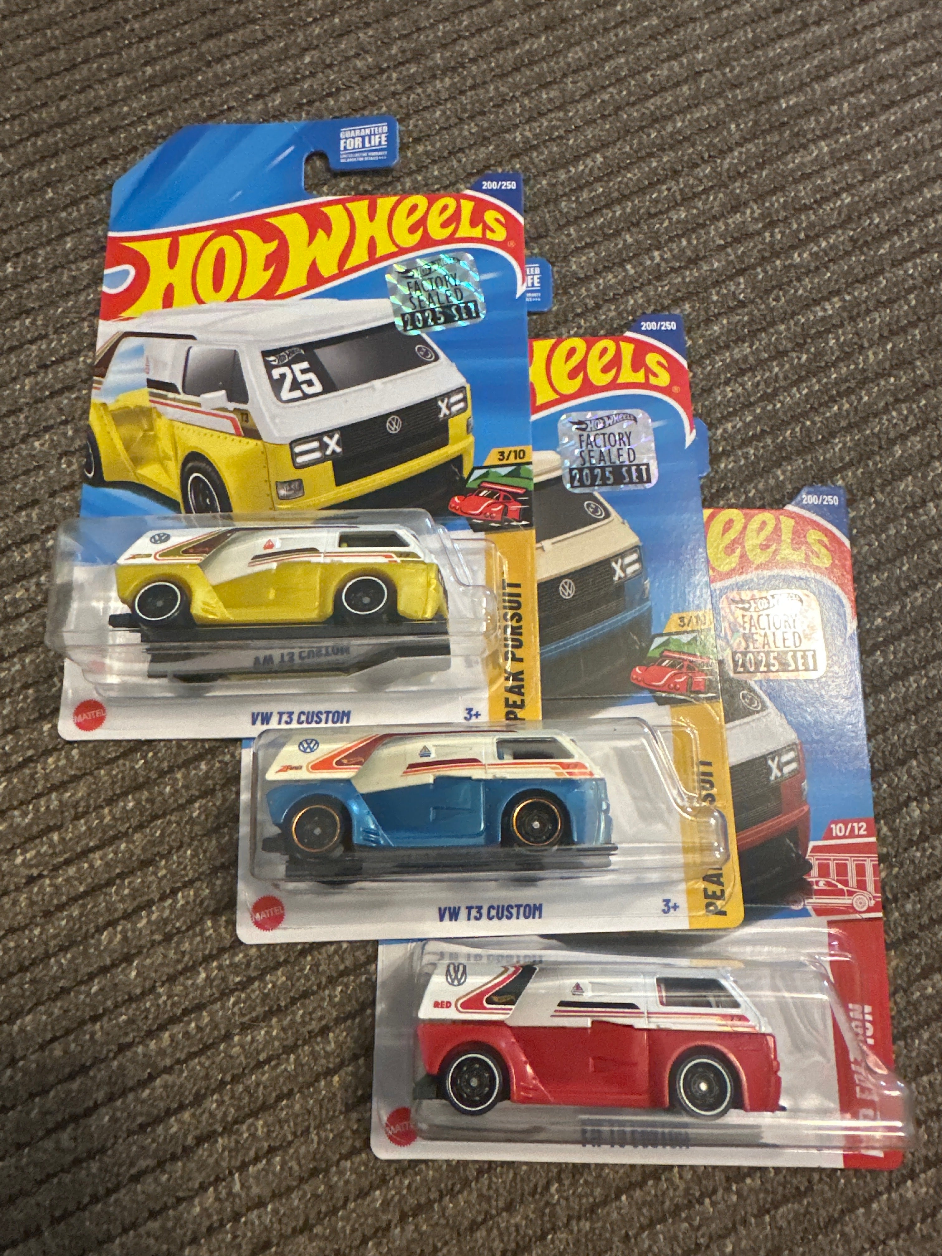Hot Wheels VW T3 Custom Factory Sealed 2025 Set – Color Variation Bundle (3 Vans)