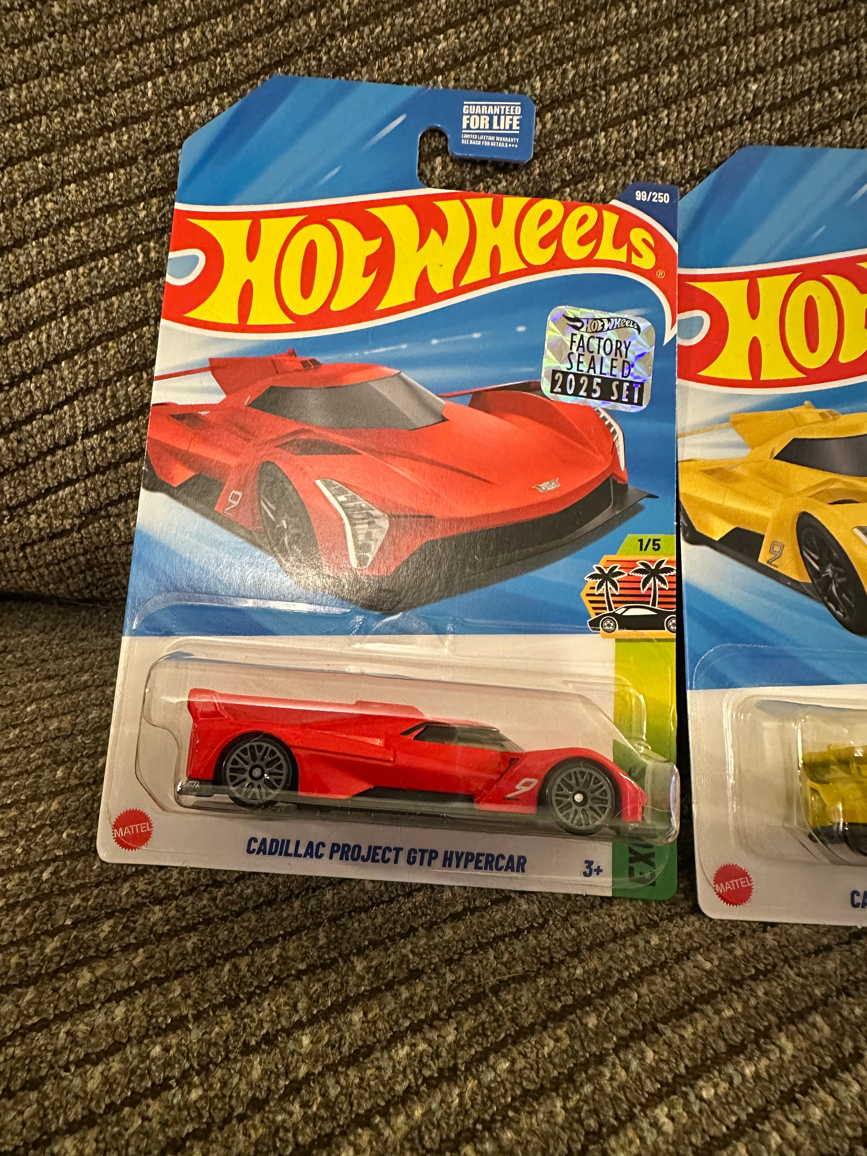 Hot Wheels Cadillac Project GTP Hypercar Lot – 2025 Factory Sealed Set – Red, Yellow & ZAMAC