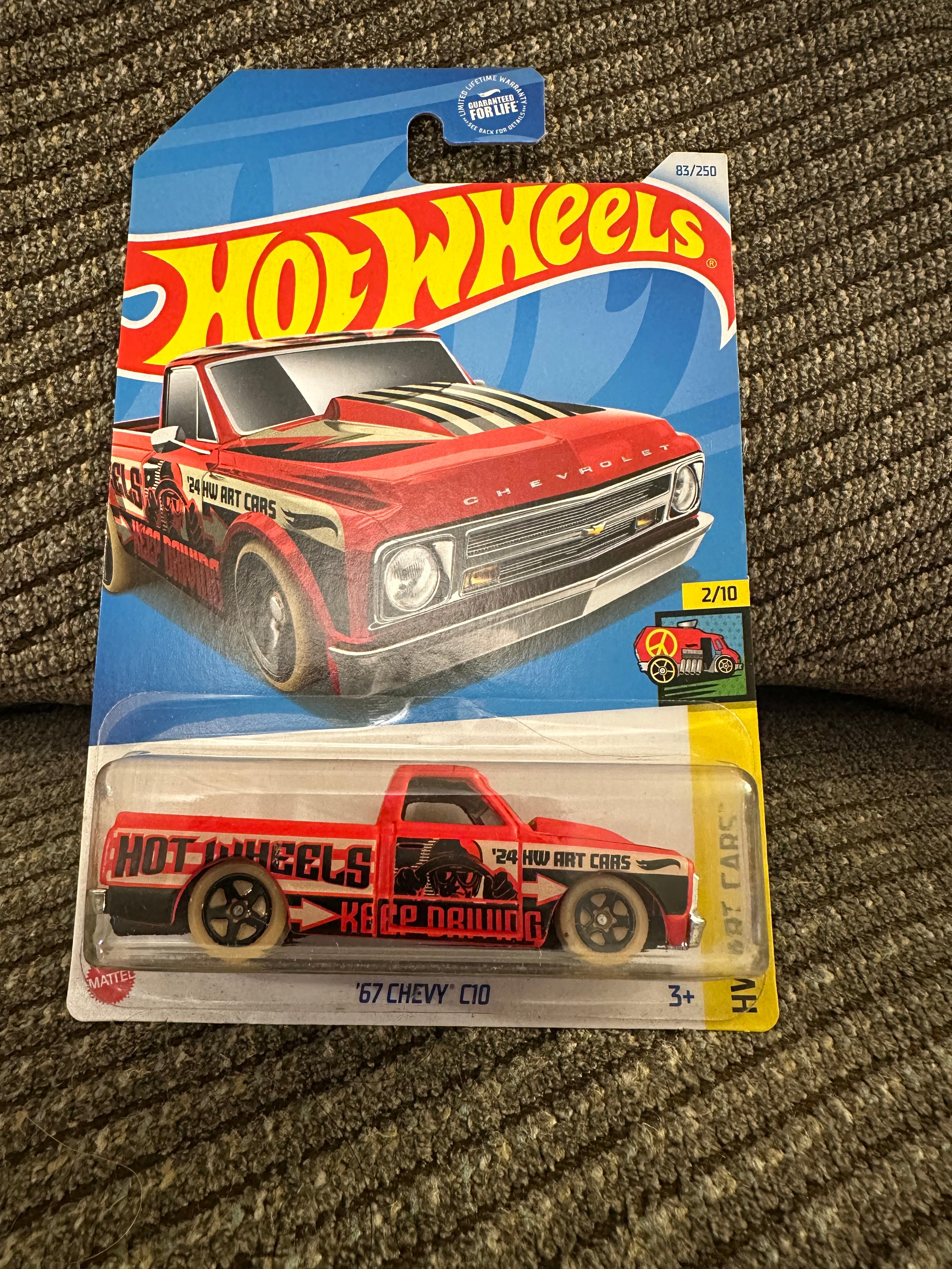Hot Wheels ’67 Chevy C10 – HW Art Cars – Keep Driving – Red Pickup