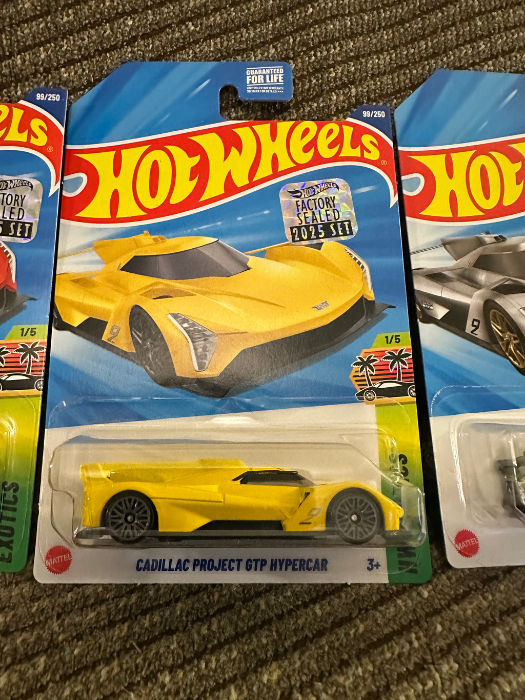 Hot Wheels Cadillac Project GTP Hypercar Lot – 2025 Factory Sealed Set – Red, Yellow & ZAMAC