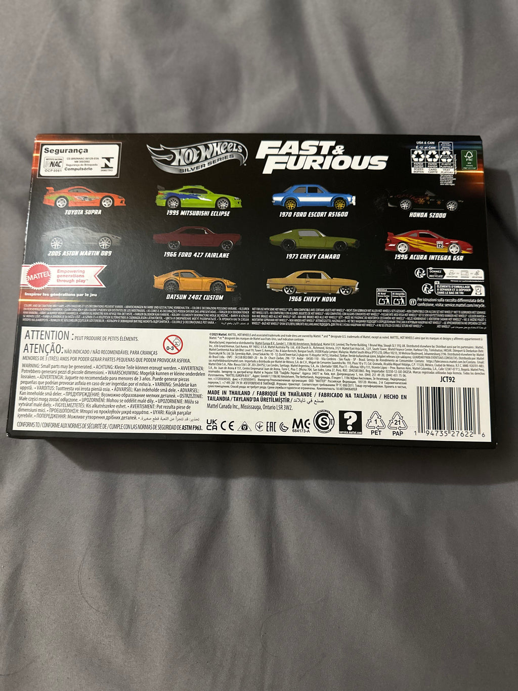 Hot Wheels Fast & Furious Silver Series – 10 Car Set