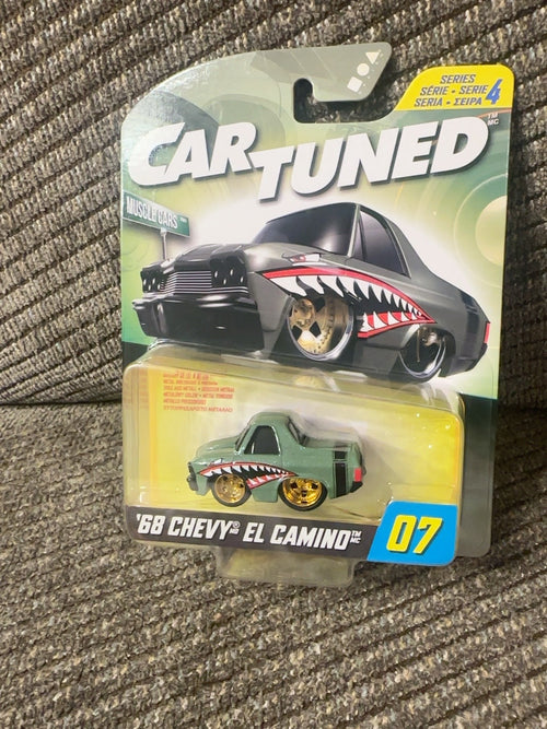 Original photo of green Car Tuned 68 Chevy El Camino with shark teeth and gold wheels, Series 4 #07