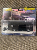 Actual photograph of Lykan Hypersport and black Euro Hauler Hot Wheels Team Transport #85 in package